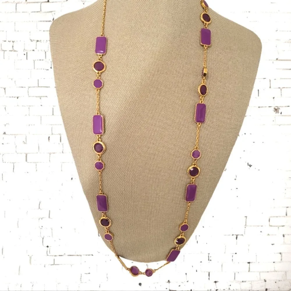 Kate Spade Long Station Scatter Necklace In Purple Enamel Glass